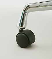 Aluminium / Soft Pad group castor. Twin-wheel castor as originally specified for all later European versions of Charles Eames work chairs with universal bases. 51mm diameter hard plastic assembly. Also available with a soft tread for use on wood, marble and other hard surfaces. This castor will fit all Aluminium and Soft Pad chairs produced by Herman Miller and Vitra (available for ICF and Mobilier International to order). Photography �2007 Graham Mancha.