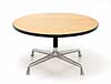 Charles Eames Aluminium Group coffee table. Light oak veneer top supported on a single grey painted pedestal and four-star 'universal' aluminum base. 76cm diameter x 41cm high. Manufactured by Herman Miller. Photography �2007 Graham Mancha
