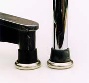 ESU/671 rubber glide. This glide, 9/16 inch inside diameter and made of black rubber with a steel foot, is suitable for use on later type steel rod ESU legs and the original un-drilled Charles Eames 671 Ottoman base. Please note, these are genuine, unused stock. Photography �2007 Graham Mancha.