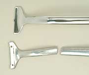 Backrest bar / stretcher for Charles Eames Aluminium and Soft Pad group chairs. The stretcher that holds the frame under tension on the back of an Eames Aluminium / Soft Pad Group chair can fracture for a number of reasons. Inferior materials, heavy use or age related stress can cause this part to fail. Suitable for  both wedged and screw-fit Herman Miller ICF Mobilier International and Vitra Eames chairs: EA105, 106, 107, 108, 117, 119, EA205, 206, 207, 208, 217, 219. Photography �2007 Graham Mancha.